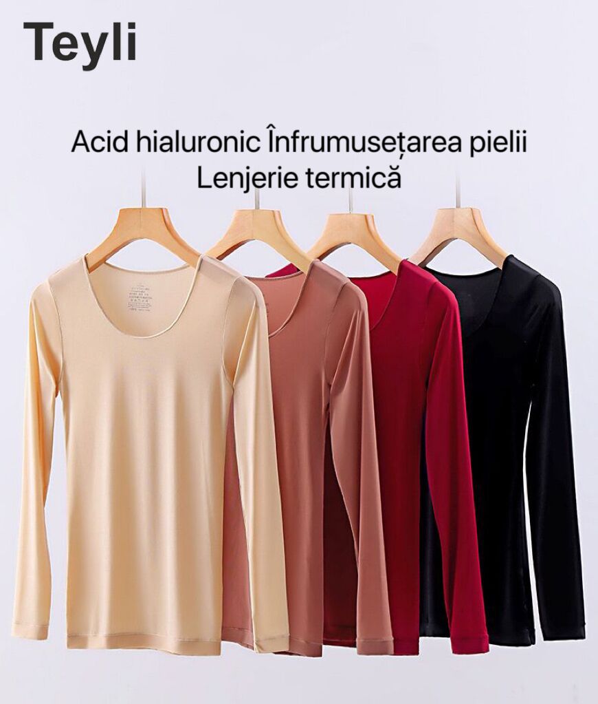 Teyli - Livrare Gratuită,Set de 3 Lenjerie Termică toamnă-iarnă，Conține acid Hialuronic Pentru înfrumusețarea pielii，Lenjerie Termică Extrem de Elastică, Ușoară, Stiințifică și Tehnică